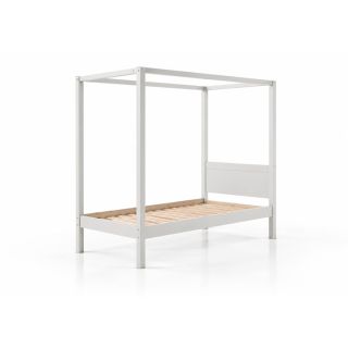 Lit à baldaquin CAMILLE 90 x 200 cm - Pin scandinave, blanc