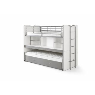 Lit superposé (80) LEBRAC 90 x 200 cm - Panneaux de particules et métal, gris