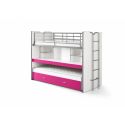 Lit superposé (80) LEBRAC 90 x 200 cm - Panneaux de particules et métal, fuchsia