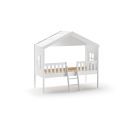 Lit cabane avec échelle HANSEL 90 x 200 cm - Pin scandinave et MDF, blanc