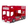 Lit superposé camion de pompiers TOMBO 90 x 200 cm - MDF, rouge