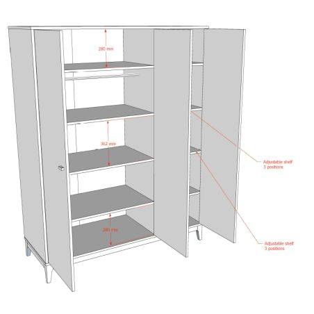 Armoire 3 portes PAZU - Panneaux de particules, noyer