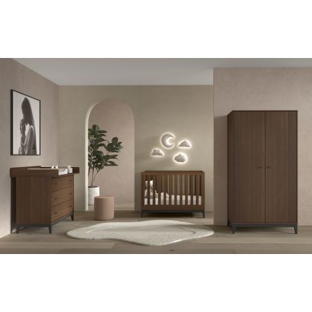 Lit bébé PAZU 60 x 120 cm - Panneaux de particules, noyer
