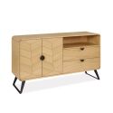 Enfilade TOKYO 160 cm - Chêne naturel, décor chevron
