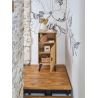 Meuble d'entrée TOKYO - Chêne naturel, décor chevron
