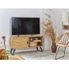 Meuble TV TOKYO 113 cm - Chêne naturel, décor chevron