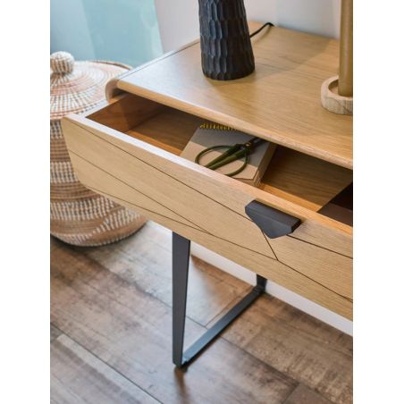 Console TOKYO - Chêne naturel, décor chevron