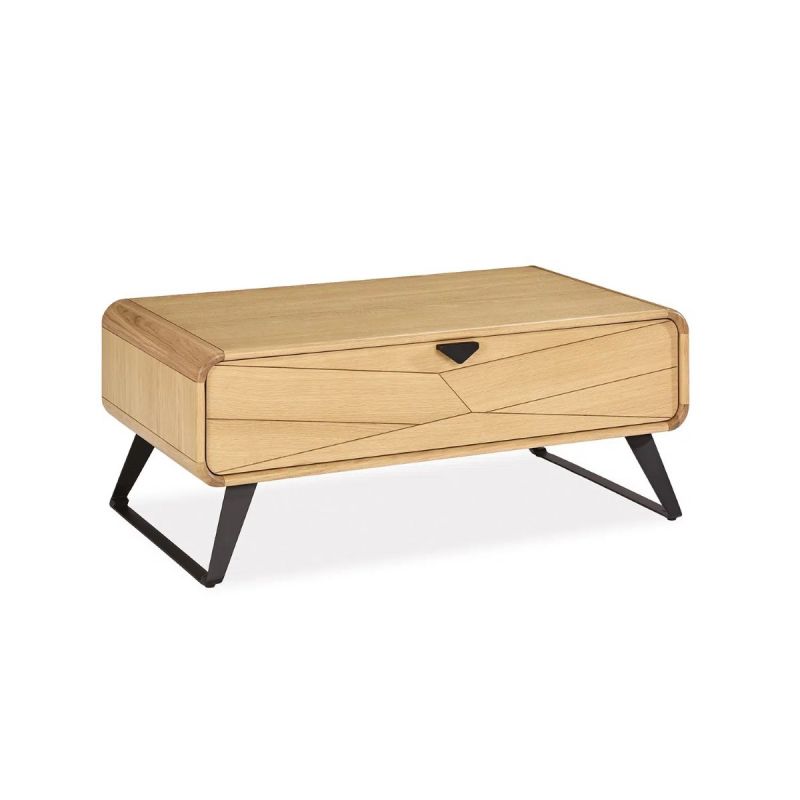 Table basse TOKYO - Chêne naturel, décor chevron