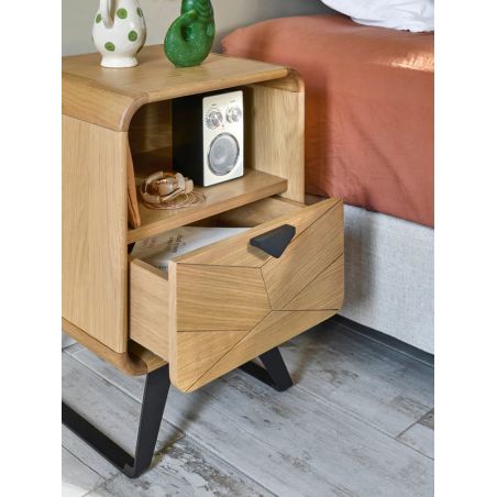 Chevet TOKYO - Chêne naturel, décor chevron