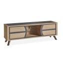 Meuble TV OMEGA 175 cm - Chêne et céramique grise veinée - Girardeau