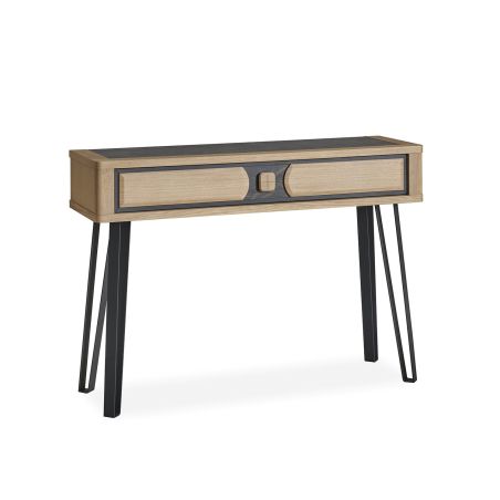 Console OMEGA 1 tiroir - Chêne et céramique grise veinée - Girardeau