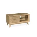 Meuble TV RIVAGE 120 cm - Chêne ton brut, décor gouge - Girardeau
