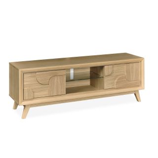 Meuble TV RIVAGE 170 cm - Chêne ton brut, décor gouge - Girardeau