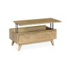 Table basse relevable RIVAGE - Chêne ton brut, décor gouge - Girardeau