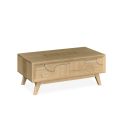 Table basse relevable RIVAGE - Chêne ton brut, décor gouge - Girardeau