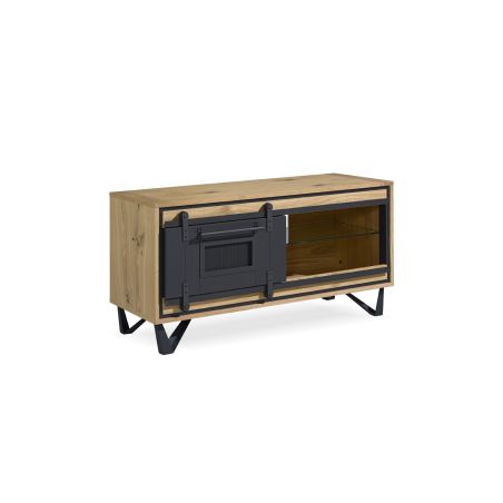Meuble TV SUNSET 128 cm - Chêne et métal perforé - Girardeau