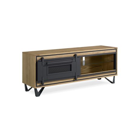 Meuble TV SUNSET 165 cm - Chêne et métal perforé - Girardeau