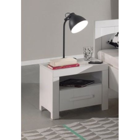 Chambre enfant complète ALCESTE blanche avec lit 90 cm, armoire 100 cm et chevet