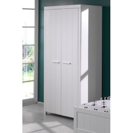 Chambre enfant complète ALCESTE blanche avec lit 90 cm, armoire 100 cm et chevet
