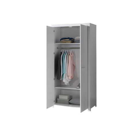 Chambre enfant complète ALCESTE blanche avec lit 90 cm, armoire 100 cm et chevet