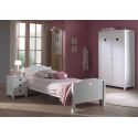Chambre enfant complète CELESTINE blanche avec lit 90 cm, armoire 110 cm et chevet