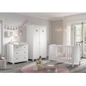 Chambre bébé complète CELESTINE blanche avec lit 60 x 120 cm, commode à langer 90 cm et armoire 110 cm