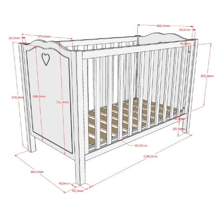 Chambre bébé complète CELESTINE blanche avec lit 60 x 120 cm, commode à langer 90 cm et armoire 110 cm