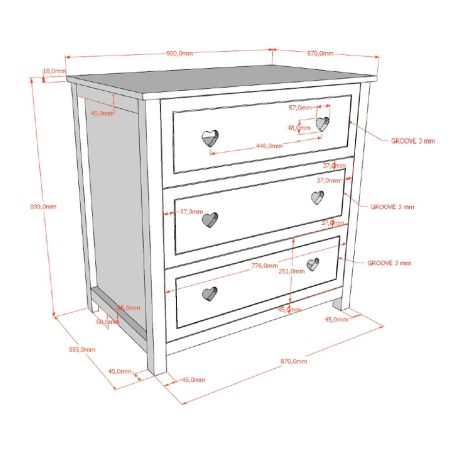Chambre bébé complète CELESTINE blanche avec lit 60 x 120 cm, commode à langer 90 cm et armoire 110 cm