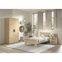 Chambre enfant complète COLIN chêne avec lit 90 cm, armoire 100 cm et chevet