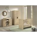Chambre bébé complète COLIN chêne avec lit évolutif 60 x 120 cm, commode à langer 116 cm et armoire 100 cm