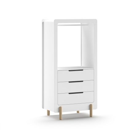 Chambre bébé complète FANETTE blanche avec lit 60 x 120 cm, table à langer 88 cm et armoire 88 cm
