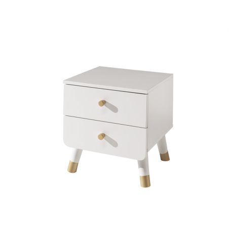 Chambre enfant complète GASPARD blanche avec lit 90 cm, armoire 100 cm et chevet