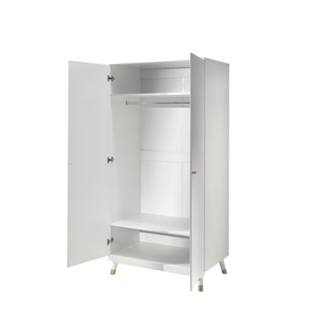 Chambre enfant complète GASPARD blanche avec lit 90 cm, armoire 100 cm et chevet