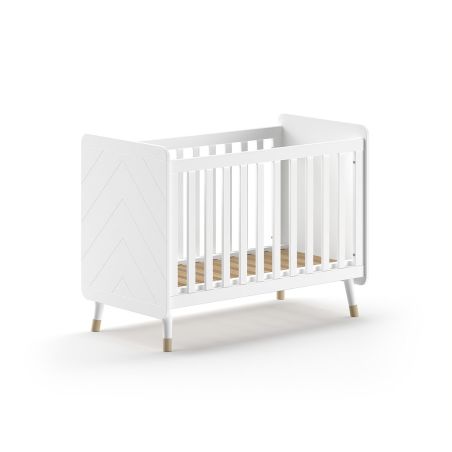 Chambre bébé complète GASPARD blanche avec lit 60 x 120 cm, commode à langer 100 cm et armoire 100 cm