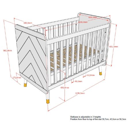Chambre bébé complète GASPARD blanche avec lit 60 x 120 cm, commode à langer 100 cm et armoire 100 cm