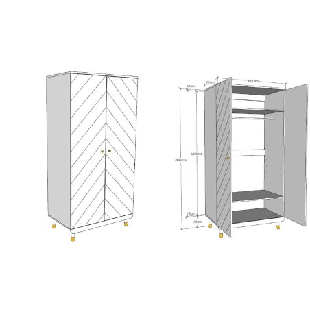 Chambre bébé complète GASPARD blanche avec lit 60 x 120 cm, commode à langer 100 cm et armoire 100 cm