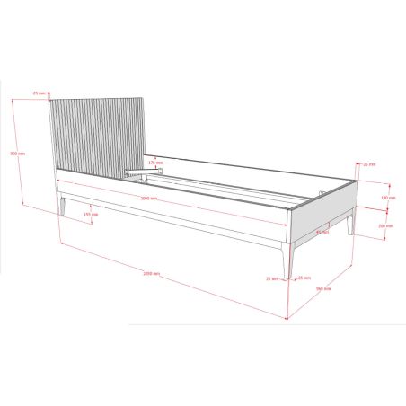 Chambre enfant complète PAZU noyer avec lit 90 cm, armoire 100 cm et chevet