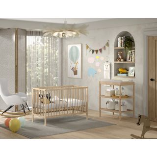 Chambre bébé complète RUFUS naturelle avec lit 60 x 120 cm et table à langer 80 cm