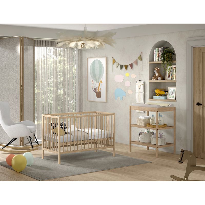 Chambre bébé complète RUFUS naturelle avec lit 60 x 120 cm et table à langer 80 cm