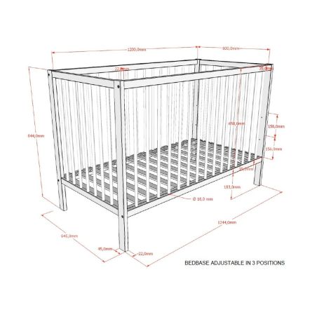 Chambre bébé complète RUFUS naturelle avec lit 60 x 120 cm et table à langer 80 cm