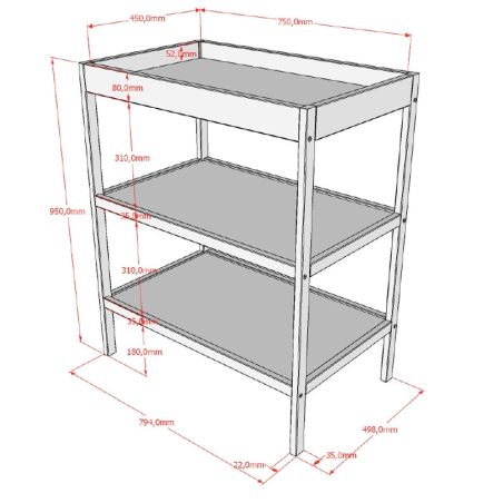 Chambre bébé complète RUFUS blanche avec lit 60 x 120 cm et table à langer 80 cm