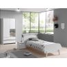 Chambre enfant complète SATSUKI blanche avec lit 90 cm, armoire 90 cm et chevet
