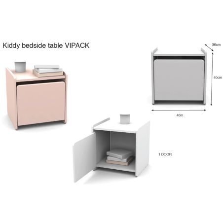 Chambre enfant complète SATSUKI blanche avec lit 90 cm, armoire 90 cm et chevet