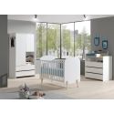 Chambre bébé complète SATSUKI blanche avec lit 60 x 120 cm, commode à langer 90 cm et armoire 90 cm