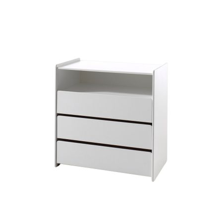 Chambre bébé complète SATSUKI blanche avec lit 60 x 120 cm, commode à langer 90 cm et armoire 90 cm