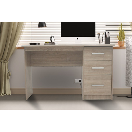 Bureau 121 cm MERISIER avec 3 tiroirs