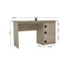 Bureau 121 cm MERISIER avec 3 tiroirs