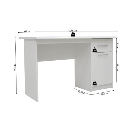 Bureau 121 cm MIMOSA avec tiroir et porte