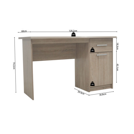 Bureau 121 cm MIMOSA avec tiroir et porte