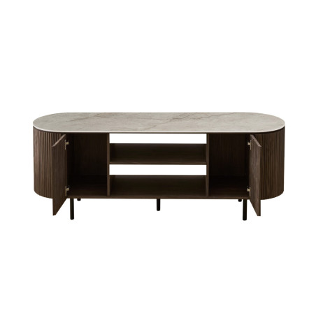 Meuble TV 160 cm VALDORA avec plateau en pierre frittée